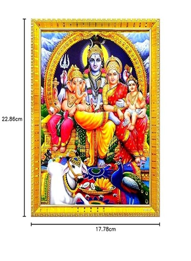 ZIG-ZAG zig zag Rectangular Lord Shiv Parvati Bhagwan Ganesh Kartikeya Family Photo Frame For Wall / Table / Pooja Room ( 7x9 inches, Acrylic Glass) Golden - Image 5